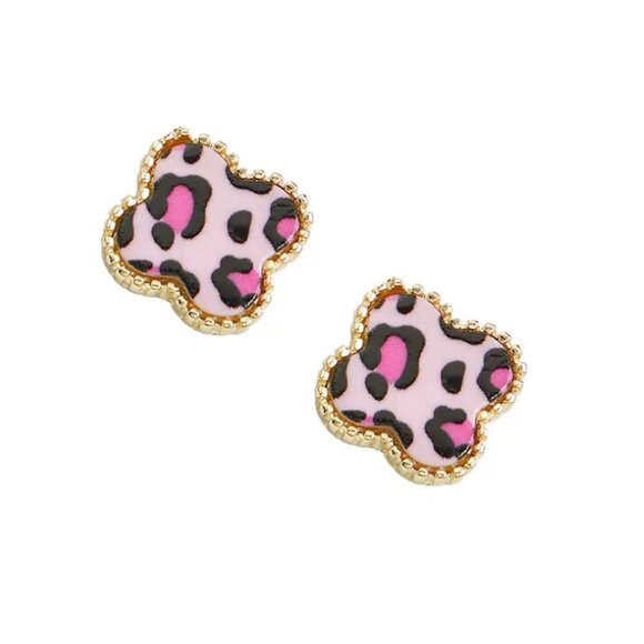 Lana Pink Leopard earrings - gold - Picture 1 of 3